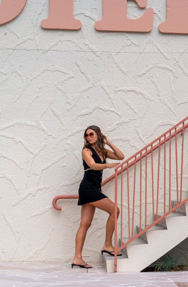 Black Cord Mini Dress, Side View