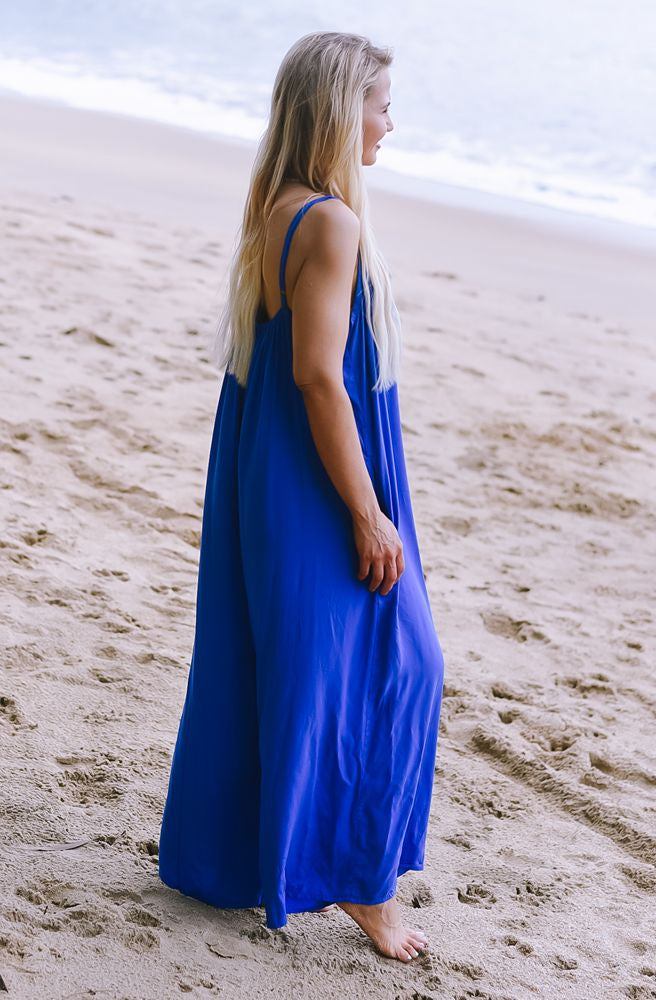 Blue Agave Adele Pantsuit, Feminine Wide Leg Boho Jumpsuit