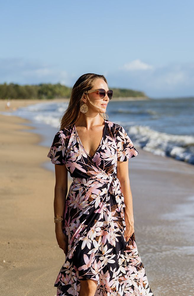 Blush Lily Nymph Wrap Dress, Front View with Tie Waist