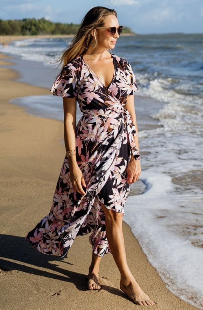 Blush Lily Nymph Wrap Dress, Women's Boho Resort Style Dress