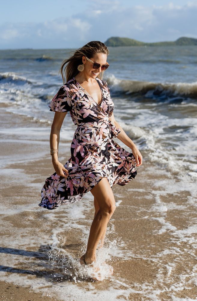 Blush Lily Nymph Wrap Dress, Bold Floral Print