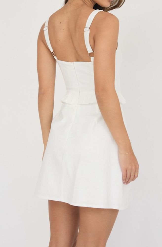 Blush Posy Mini Dress, Rear View Adjustable Straps and Back Zip
