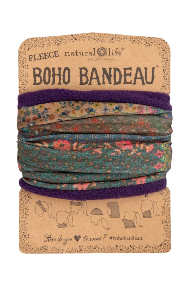 Boho Bandeau Headband, Fleece Lined Stretch Knit