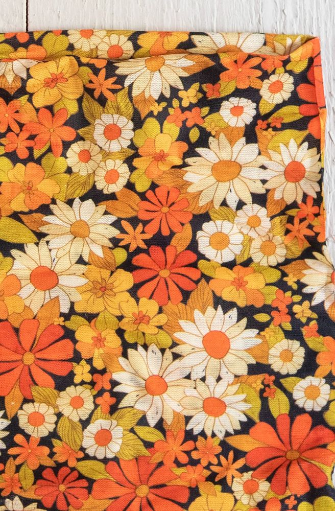 Boho Bandeau Half Ditsy Garden Black, Vintage Floral Print Pattern