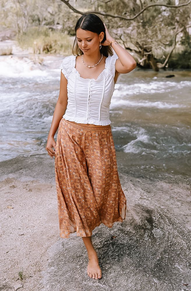 Brown Bayou Drifter Pants, Midi Length