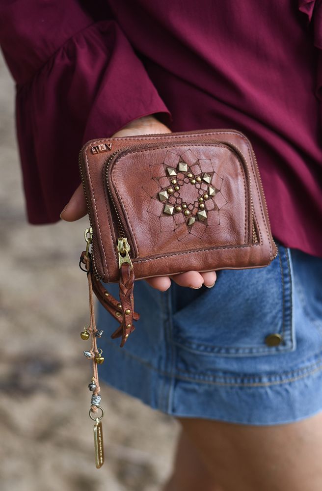 Carerra Wallet Tan, Women’s Leather Wallet with Boho Detailing