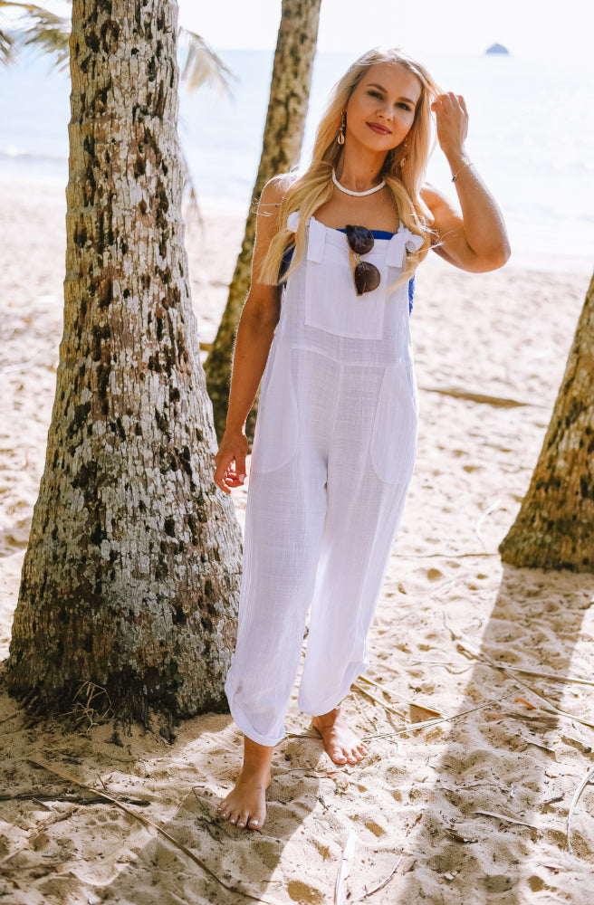 Chalk Tide Overalls, Womens Boho Resort Style Overalls
