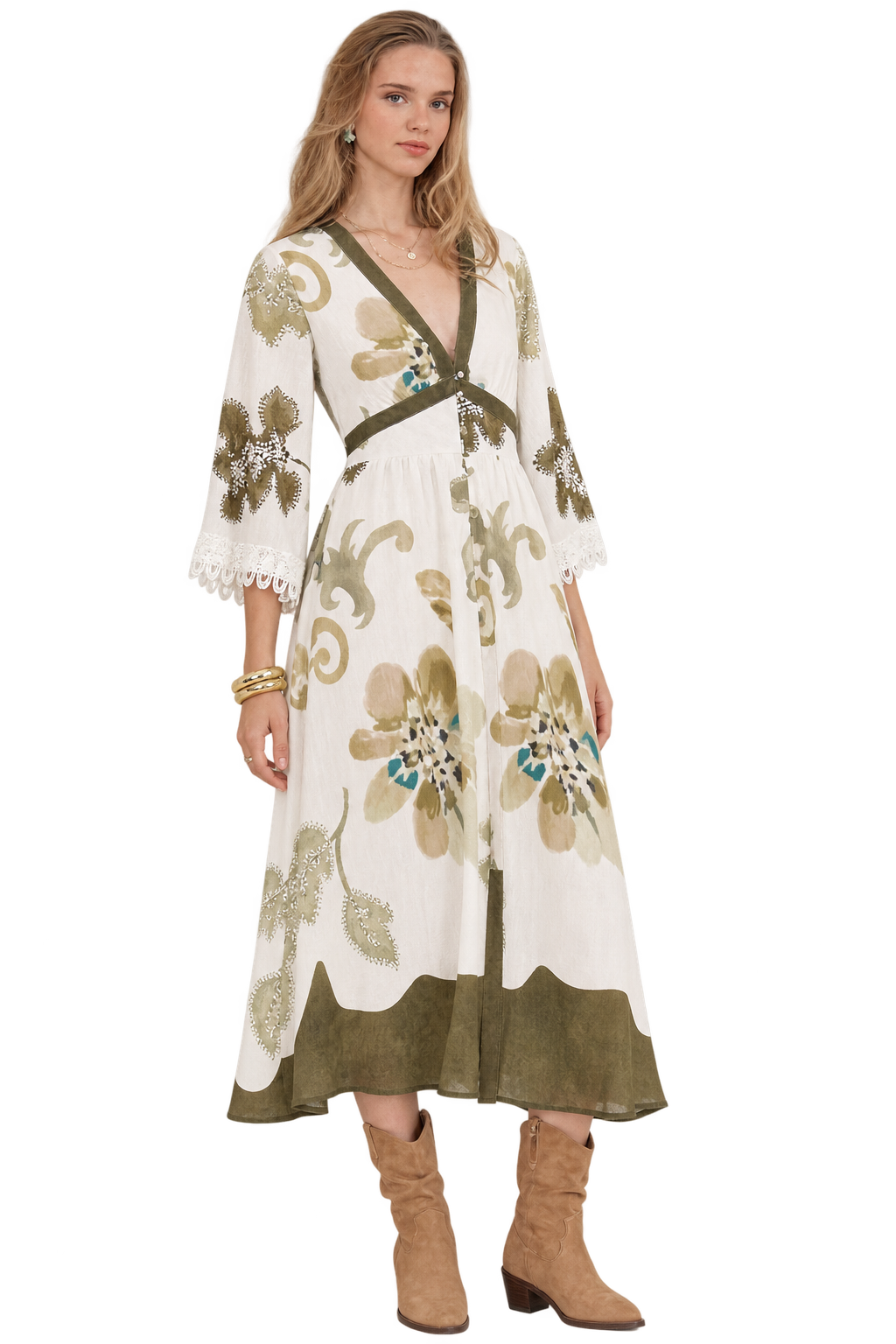 Olive Bloom Maxi Dress