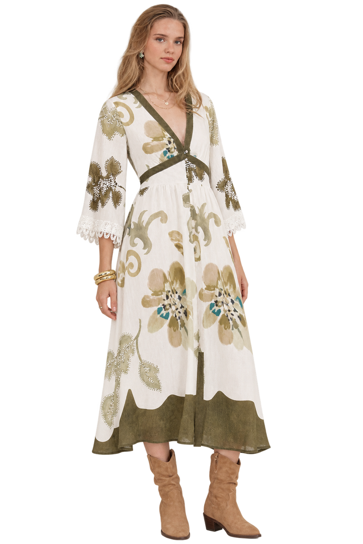 Olive Bloom Maxi Dress