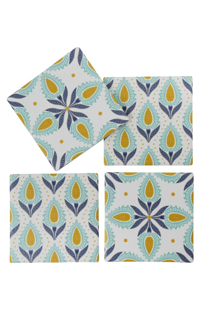 Coasters S/4 Turquoise Motif