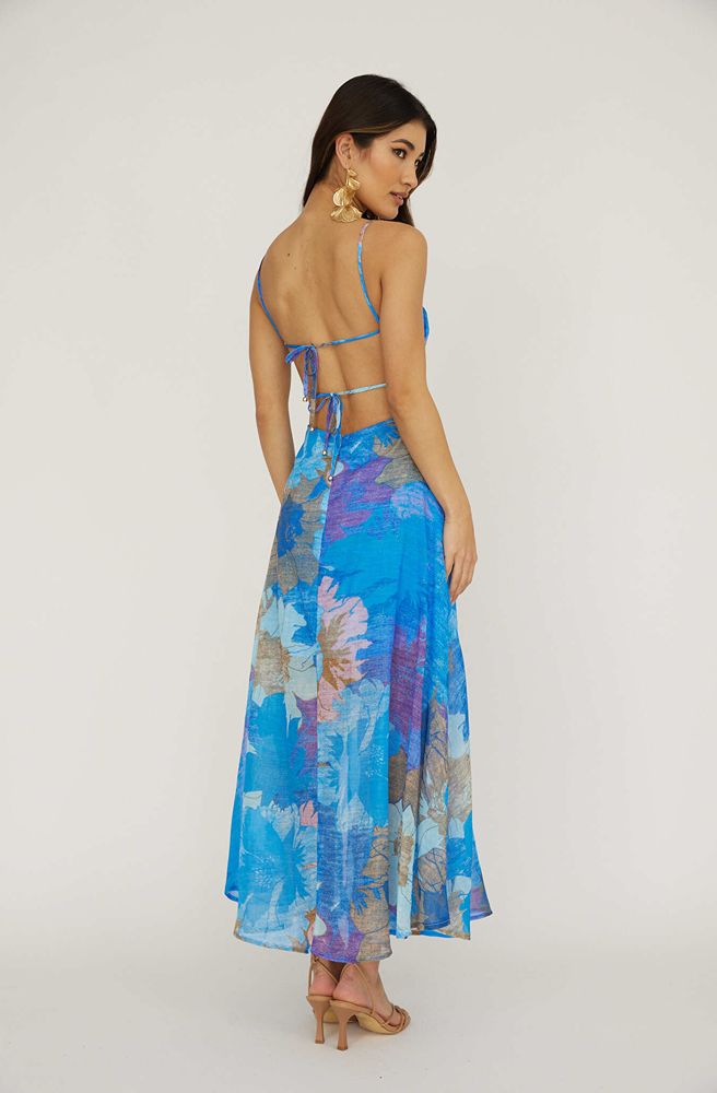 Coral Bay Sweetheart Maxi Dress, Rear View of Tiered Coastal Maxi