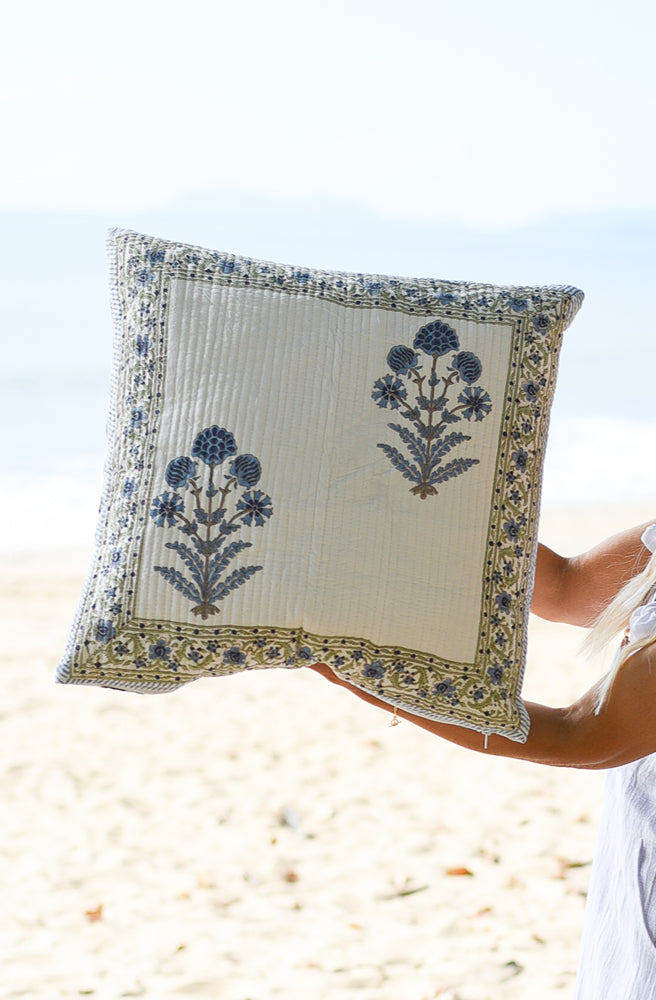 Cushion Quilted Layla, Boho Style Block Print