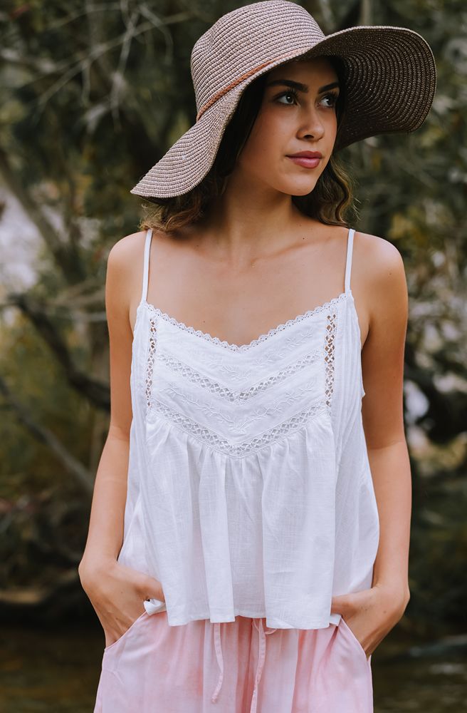 Ivy Lace Cami White