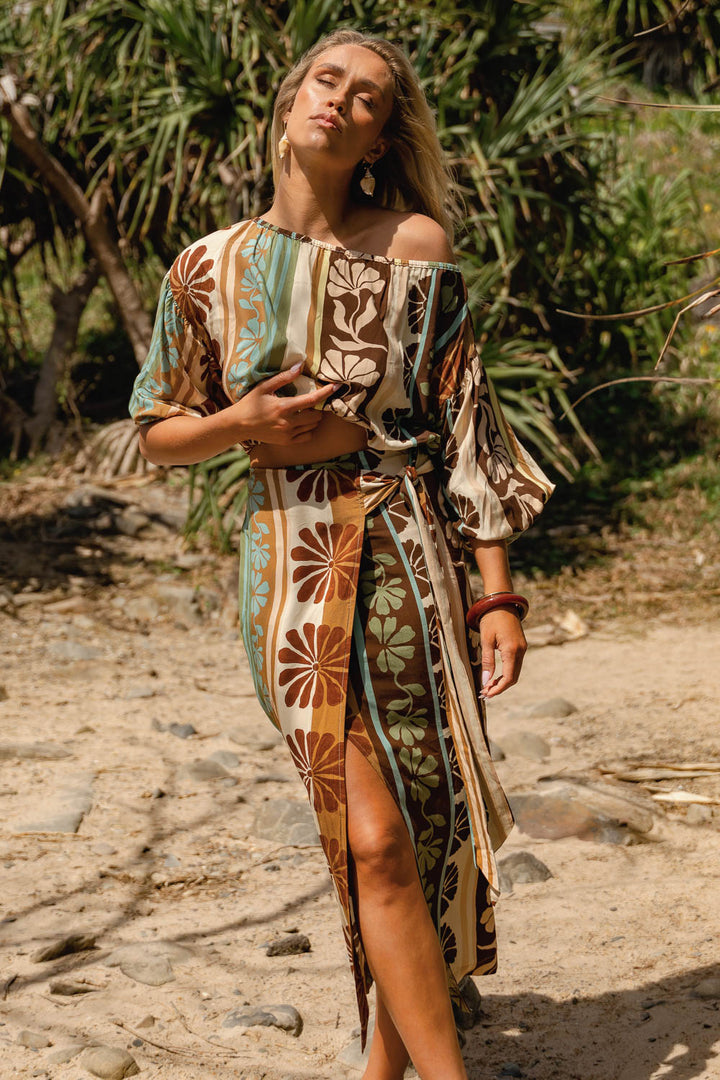 Jaase Cacao Mist Zia Wrap Skirt