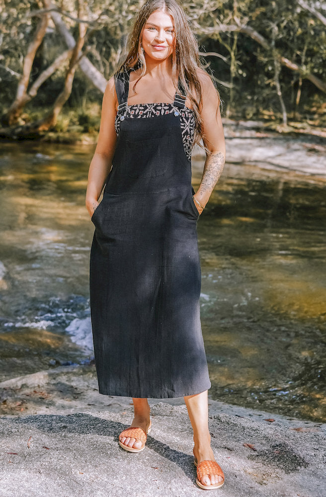 Gypsy Thread 3/4 Length Pinafore Black