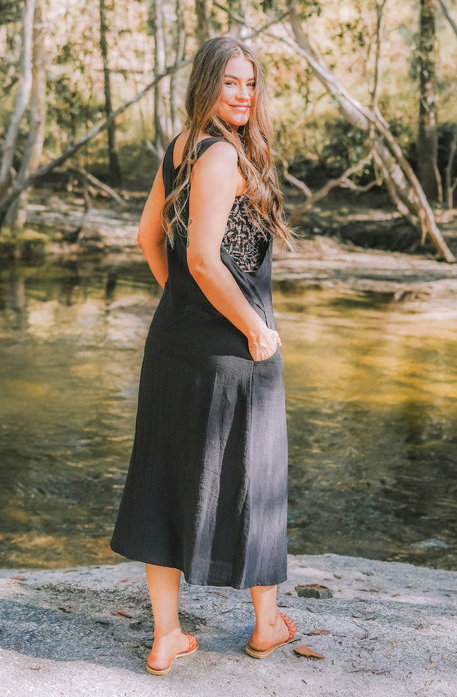 Gypsy Thread 3/4 Length Pinafore Black