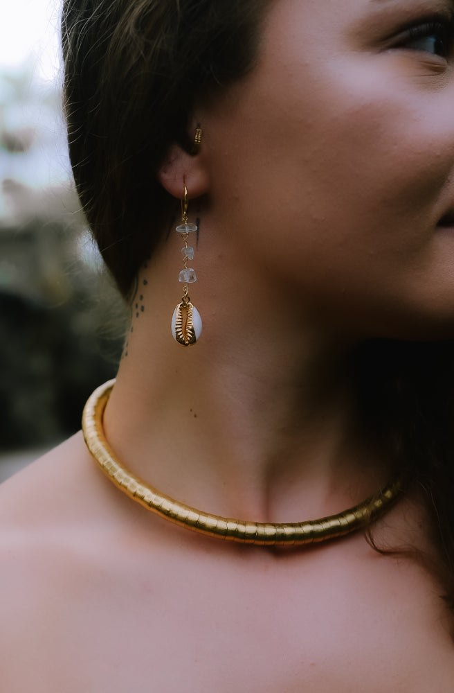 Brass Coil Thick River Song Choker, Bohemian Jewellery Necklaces and Earrings