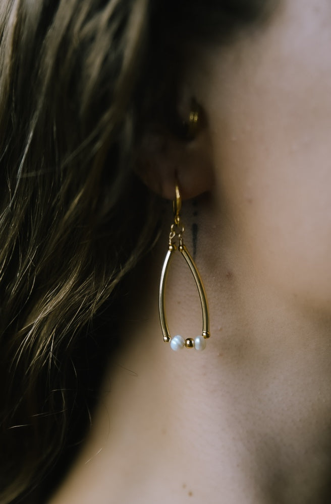 Pearl Song Earrings, Boho Chic Dangles Freshwater Pearls