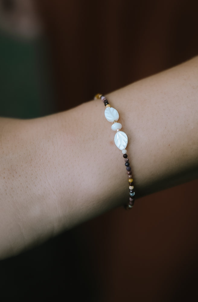 Magic Leaf Gem Stone Bracelet, Boho Style
