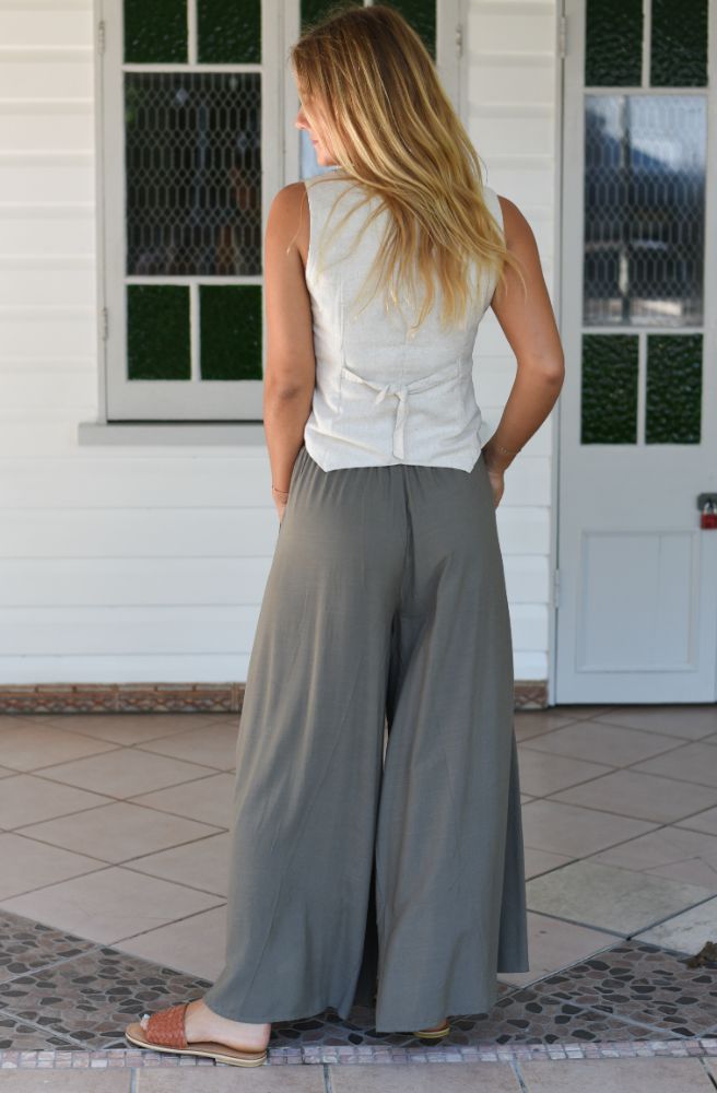 Khaki Maxi Pants, Rear View