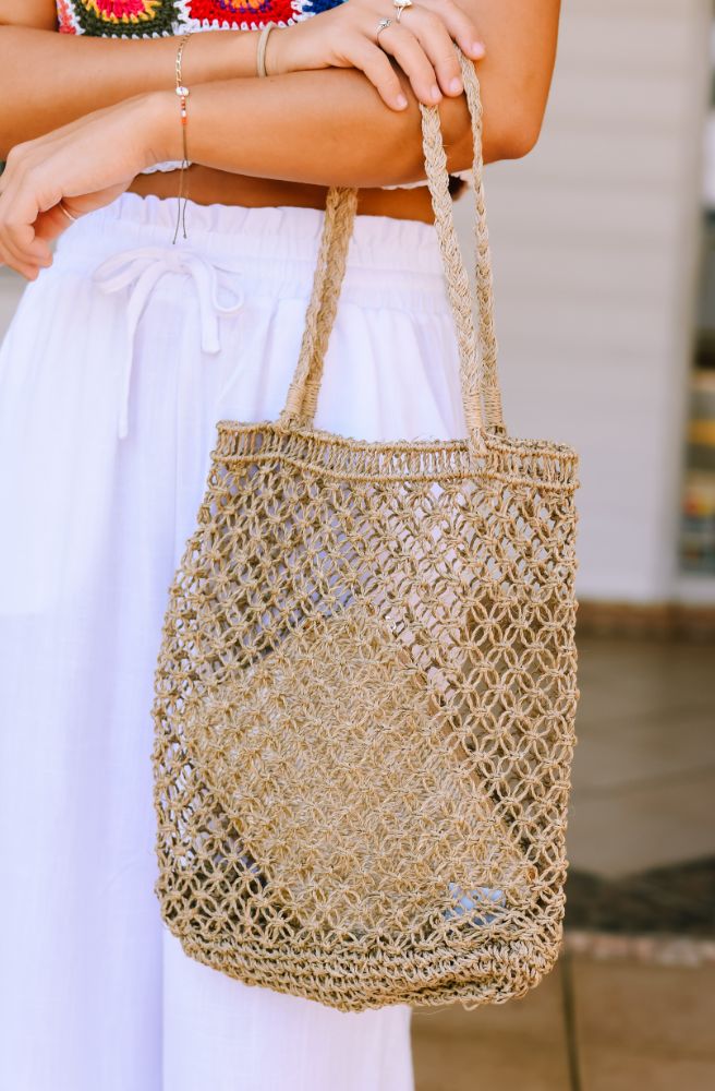 Mini Grass Shopping Bag, Natural Woven Bag