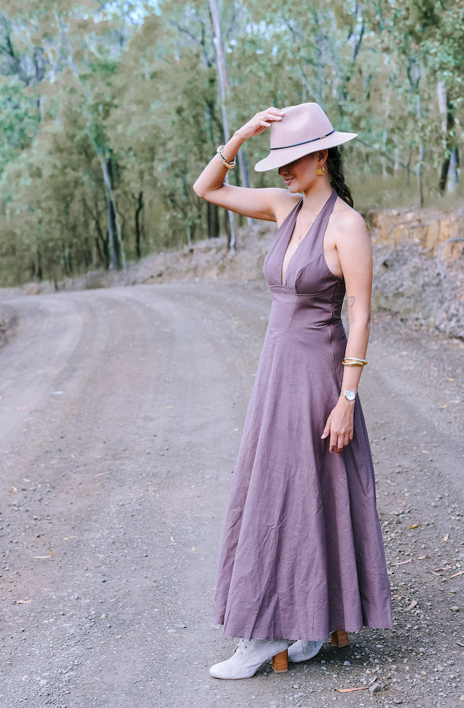 Cocoa Blossom Halter Maxi