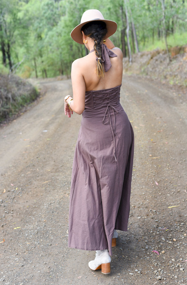 Cocoa Blossom Halter Maxi