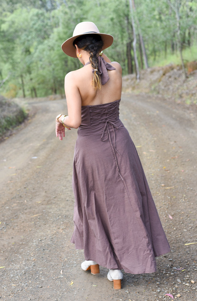 Cocoa Blossom Halter Maxi