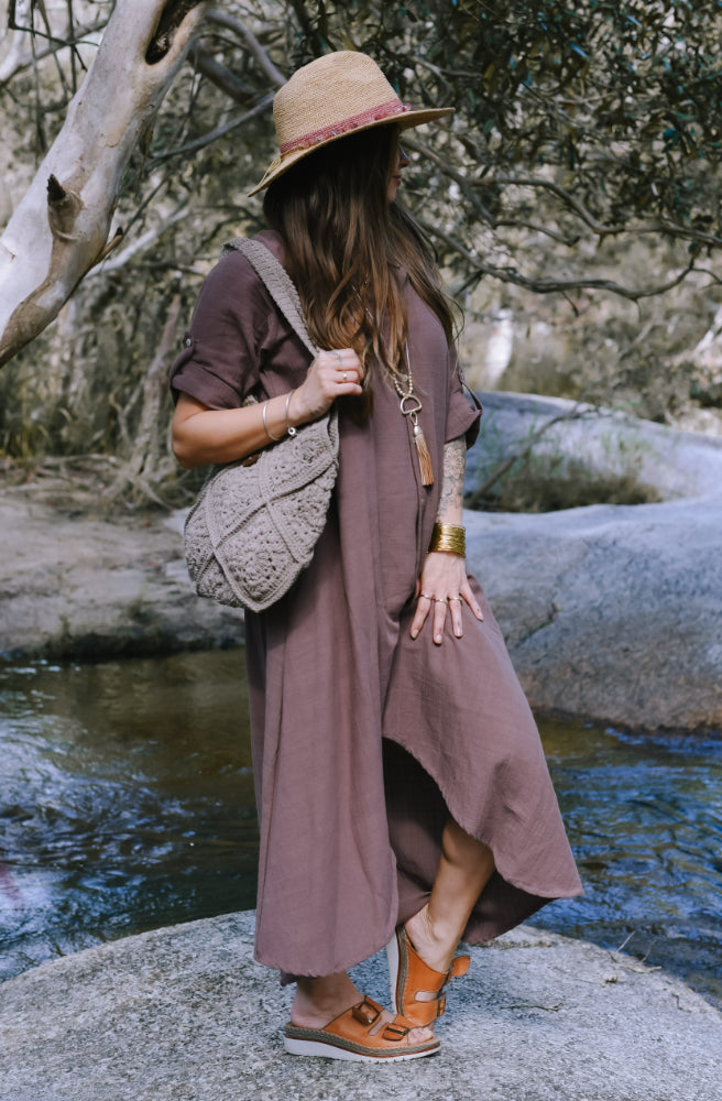 Elea Long Shirt Dress Choc