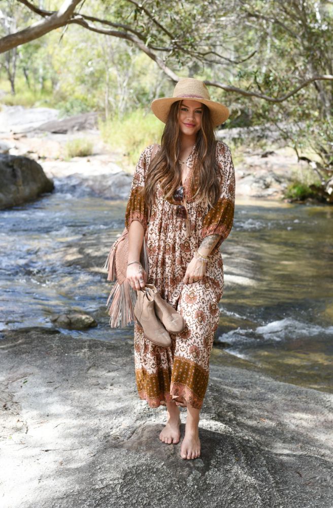 Jaase Wild Gypsy Print Boheme Midi, Smock Style Dress