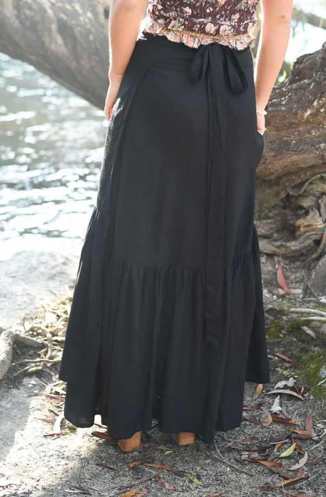Ebony Saradon Wrap Skirt