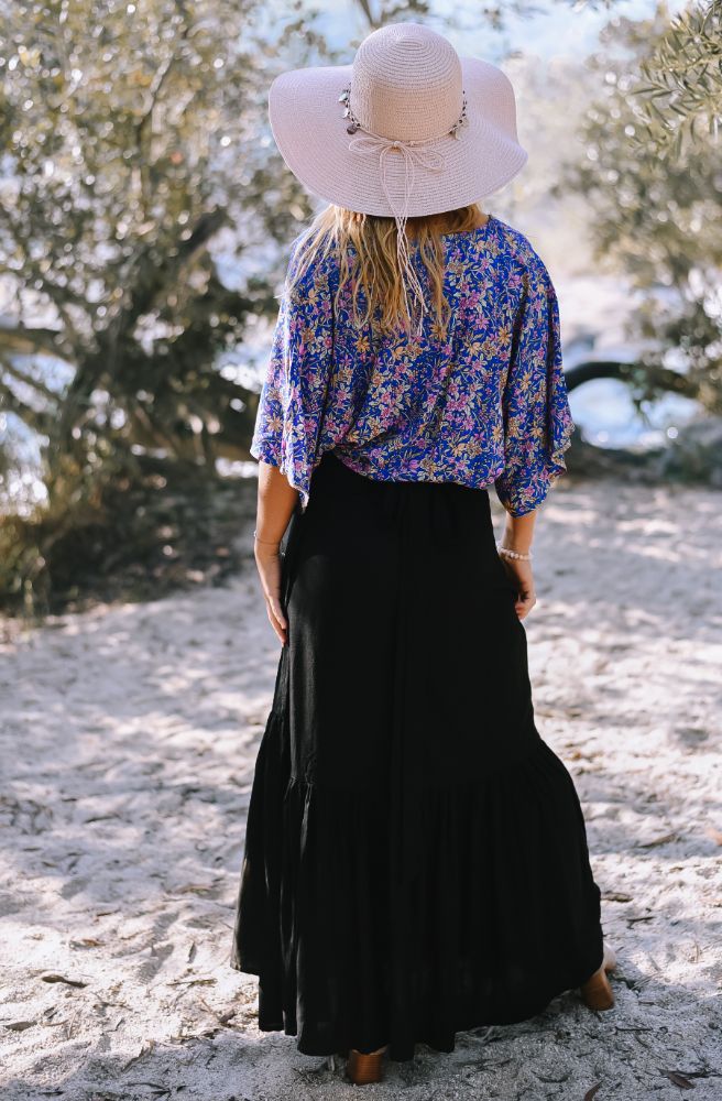 Blue Orange Pink Floral Shirt