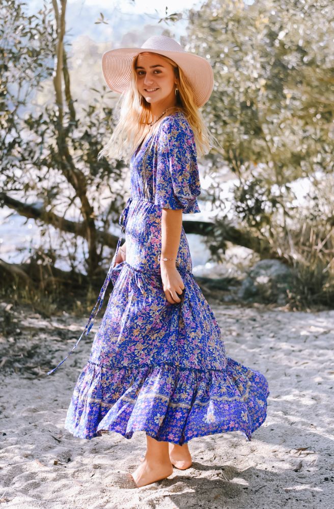 Cobalt Bloom Nicki Midi Dress