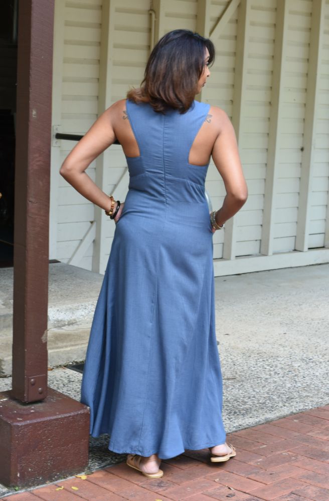 womens boho clothing online full length dress blue colour