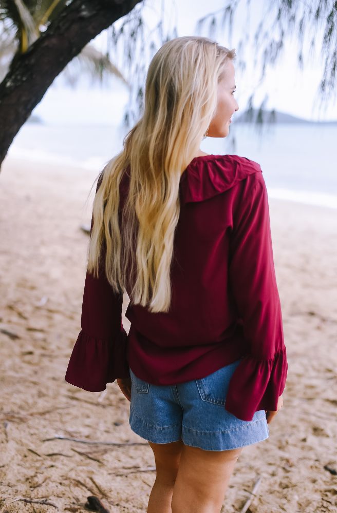 Maroon Frill Top