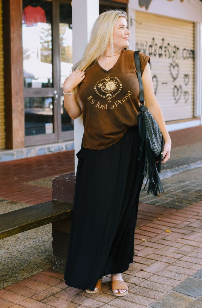 plus bohemian moon phase tee stretch knit