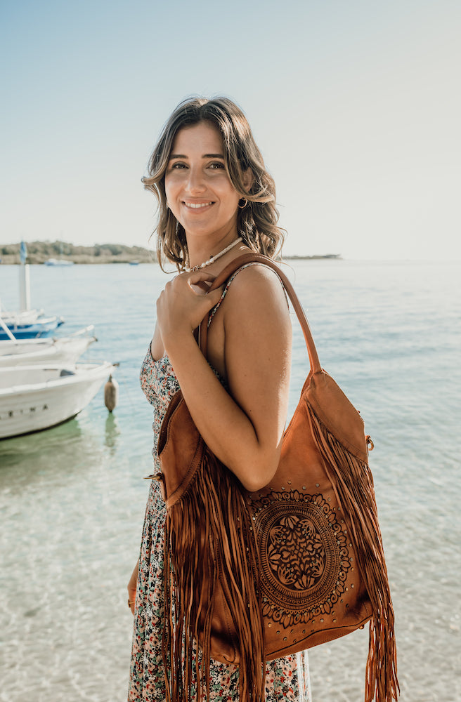 Cosmo Tote, Boho Style Leather Bag
