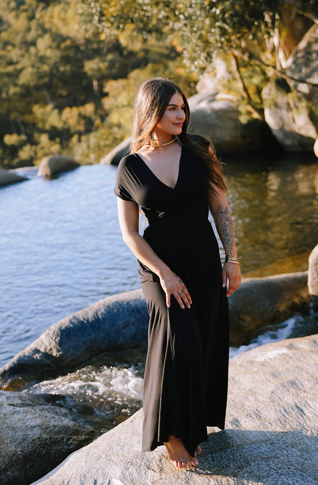 Ebony Ibiza Dress, soft + stretchy blend: 90% Viscose, 10% Spandex