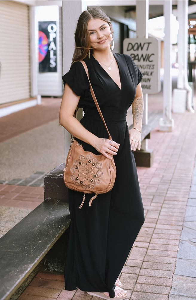 Pantsuit black rayon
