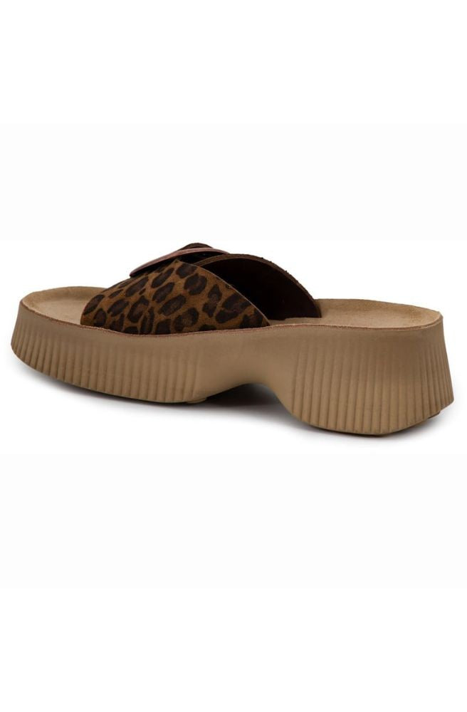 Fantasy Sandals Beatrice Brown Leopard, Chunky Platform Sandals with Textured Sole