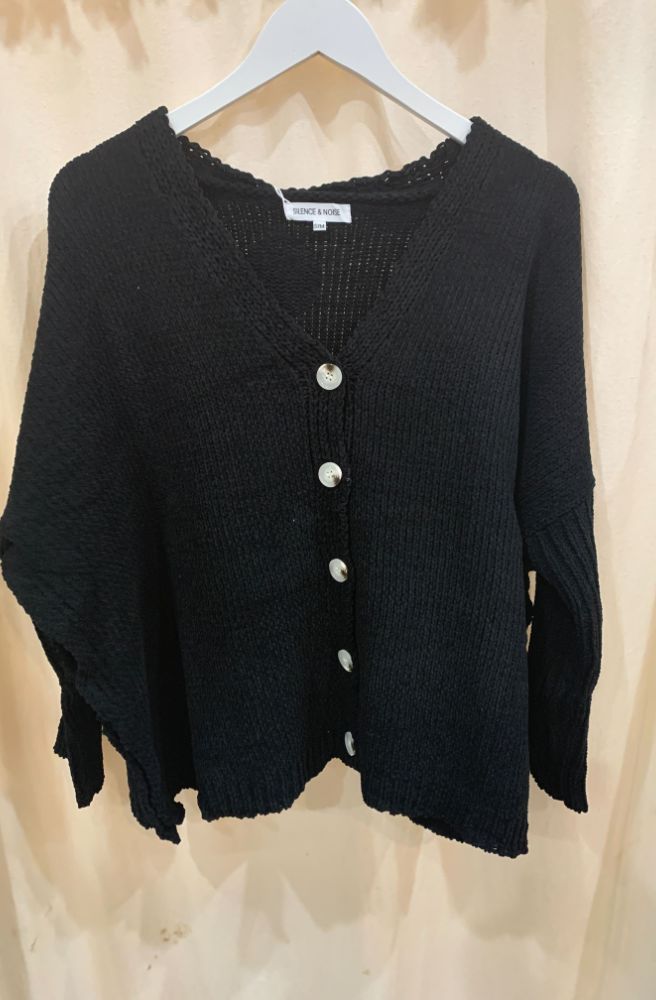 Oversized Cardigan Black, Front View