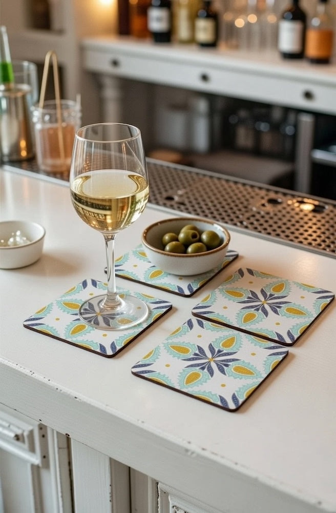 Coasters S/4 Turquoise Motif