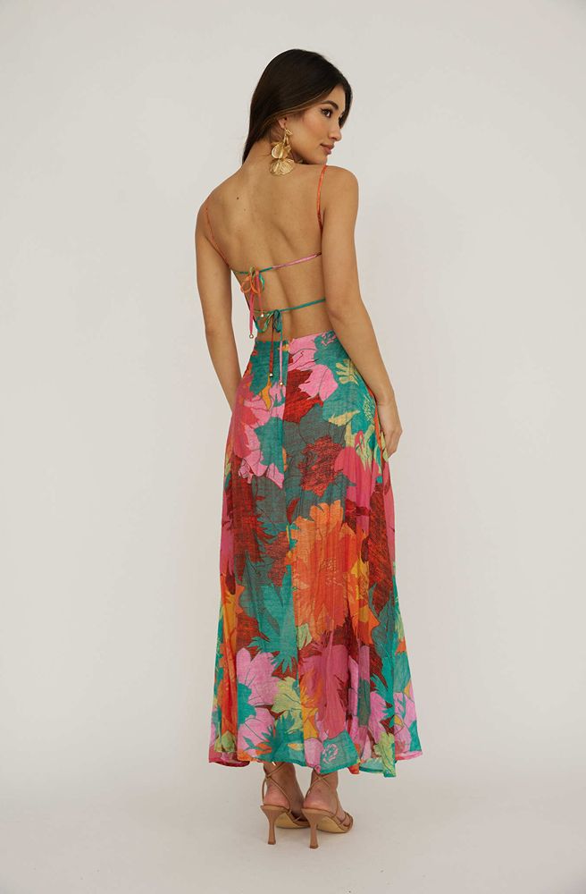 Island Glow Maxi Dress, Rear View with Adjustable Spaghetti Straps