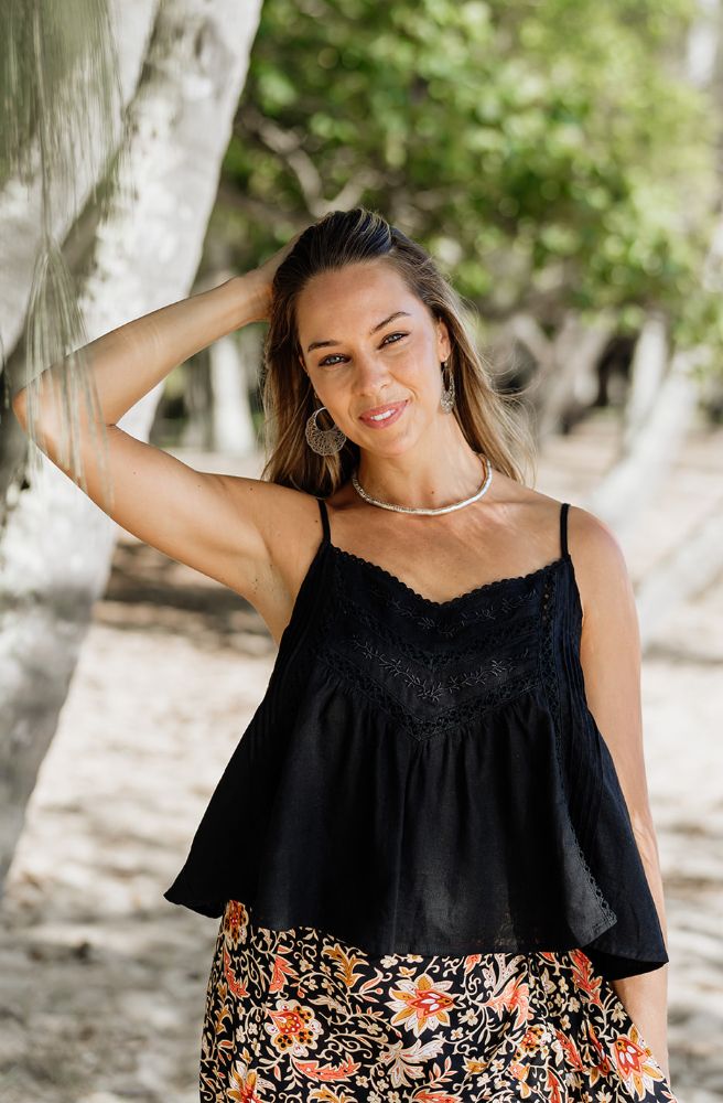 Ivy Lace Cami Black, Boho Resort Cami