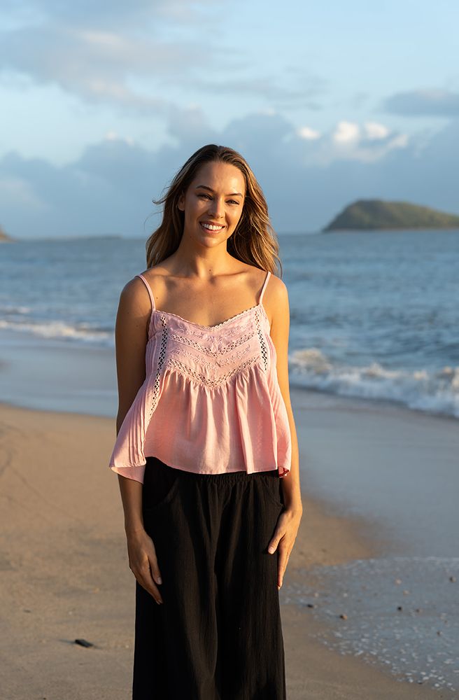 Ivy Lace Cami Dusky Pink, Boho Resort Cami