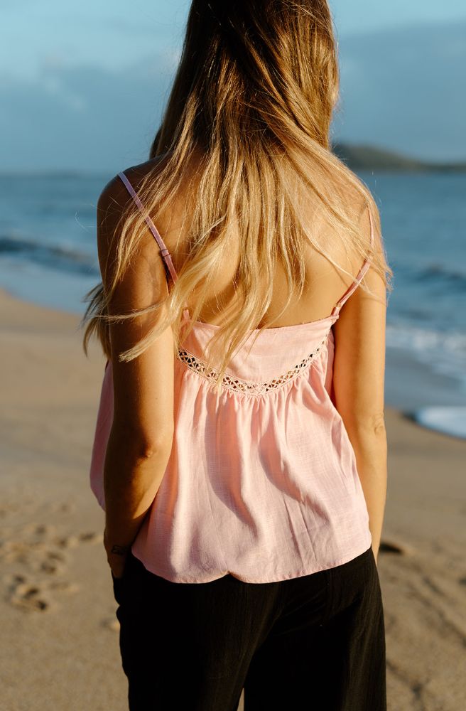 Ivy Lace Cami Dusky, Rear View Close Up