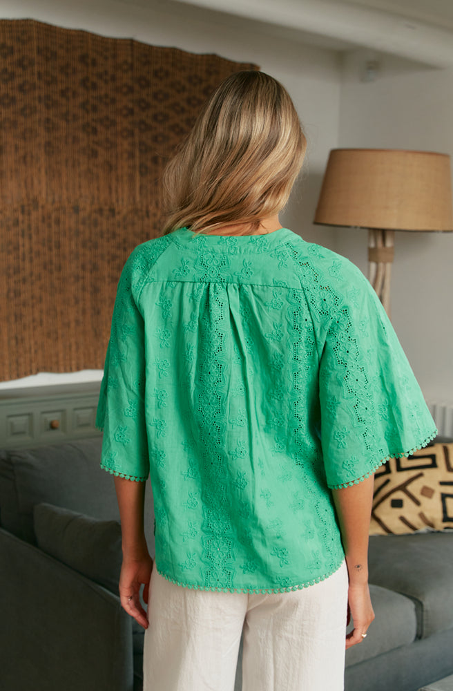 Jaase Emerald Gabriella Top Embroidered
