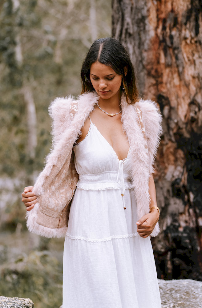 Elara Lace Tiered Maxi Dress