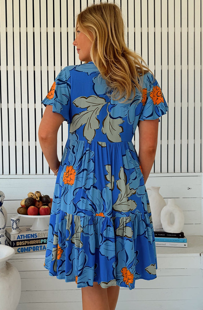 Jaase Blue Bell Rhys Dress, Rear View with Relaxed Fit