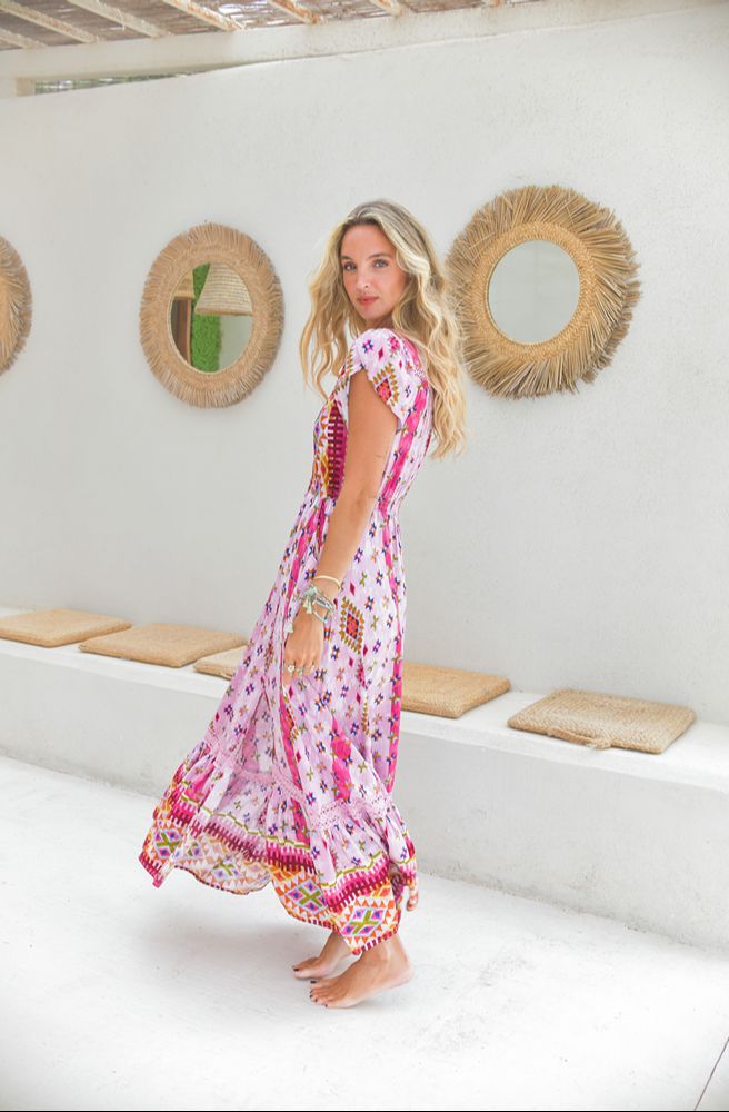 Jaase Lost Tribe Carmen Maxi Dress, Easy-Wear Women’s Maxi in Lost Tribe Print